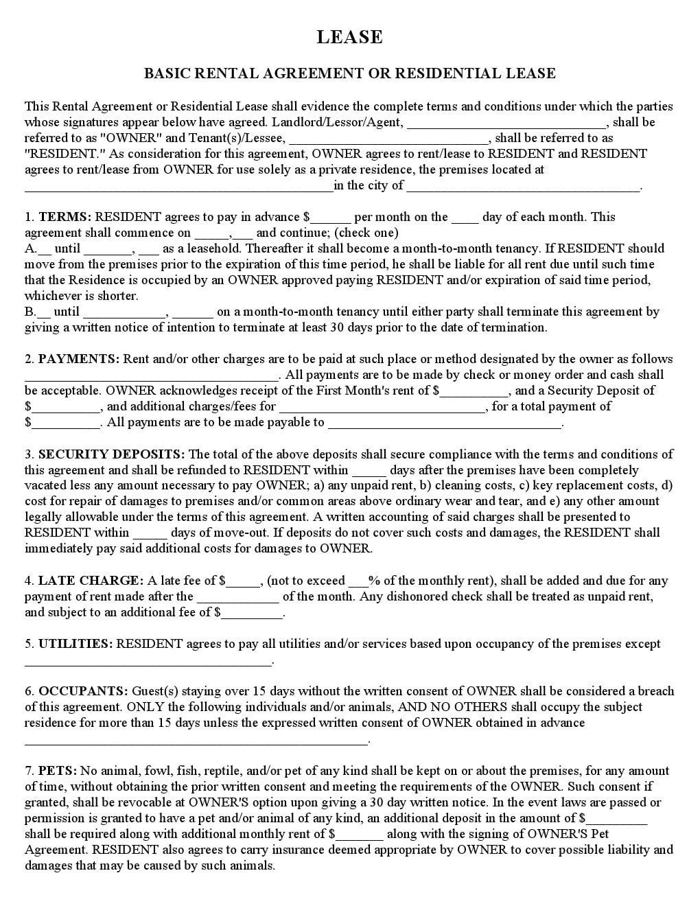 download-free-basic-rental-agreement-or-residential-lease-printable