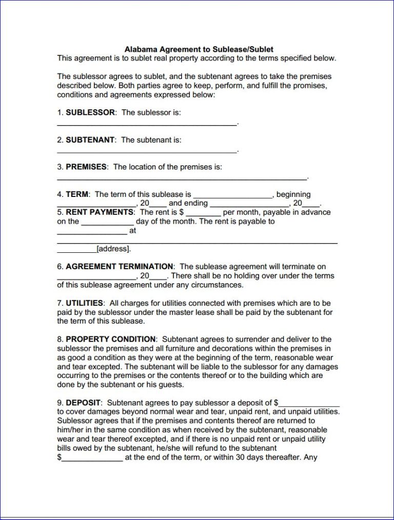 free alabama printable lease agreement pdf templates