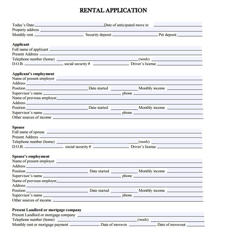 Alaska Rental Application Form
