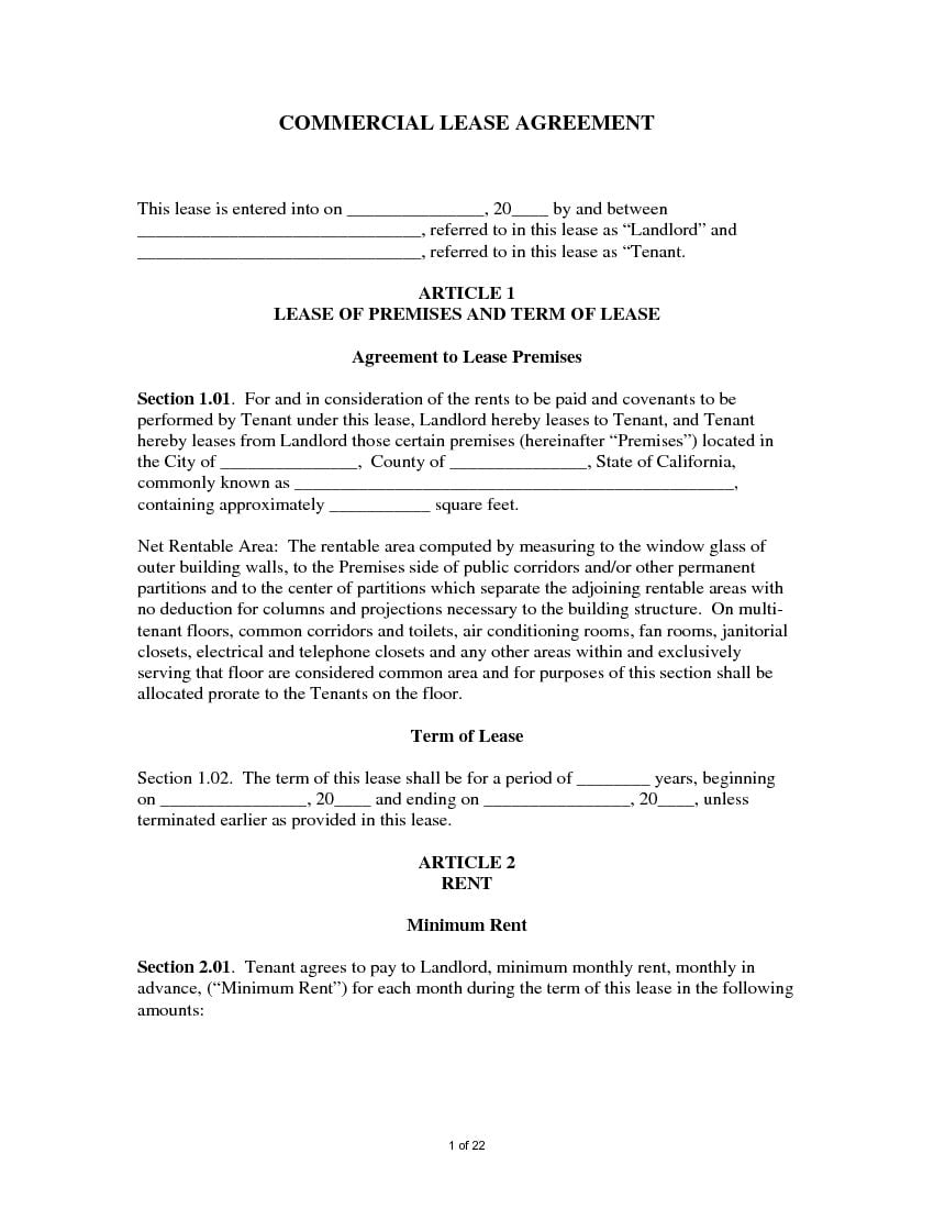 download free california commercial lease agreement