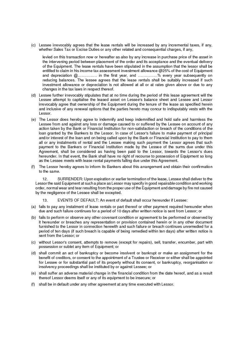 Download Free Equipment Lease Agreement Printable Lease Agreement