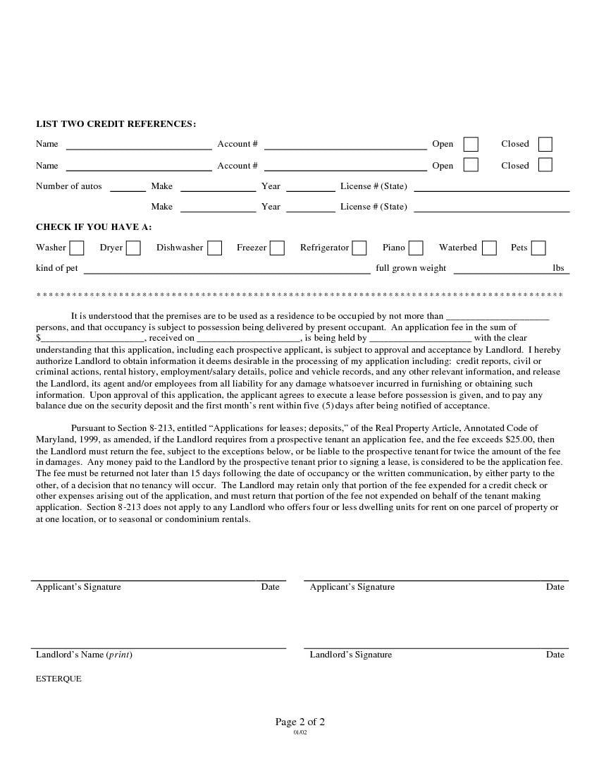 download-free-maryland-rental-application-form-printable-lease-agreement