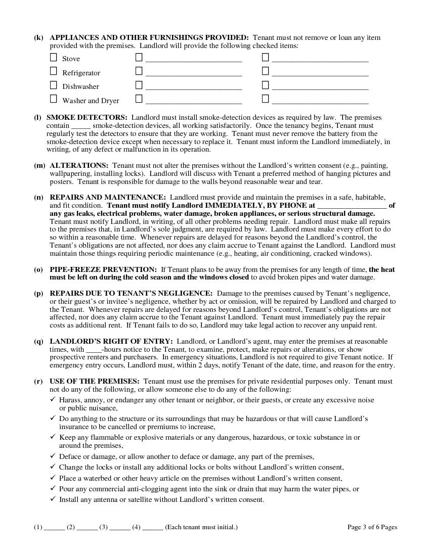 Download Free Michigan Residential Lease Agreement Printable Lease