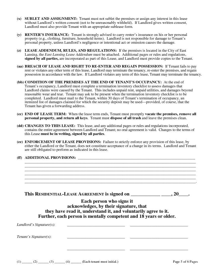 download free michigan residential lease agreement