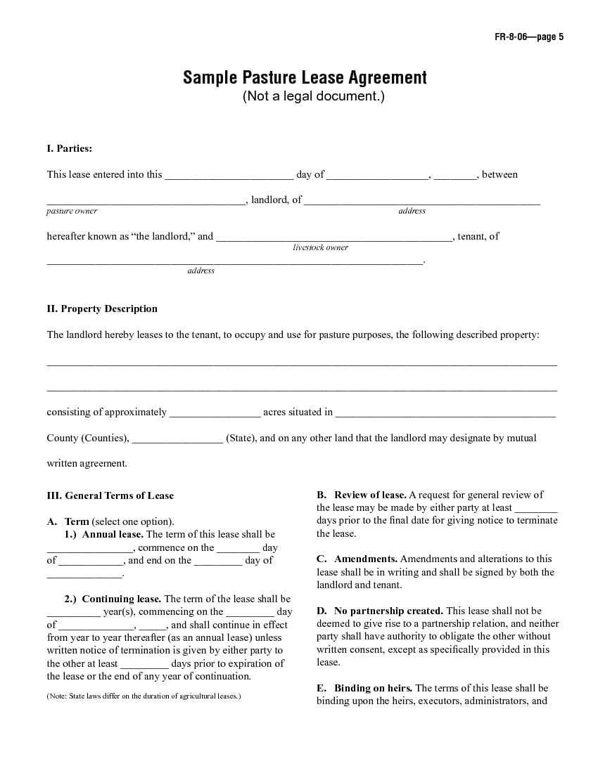 download free sample pasture lease agreement printable lease agreement