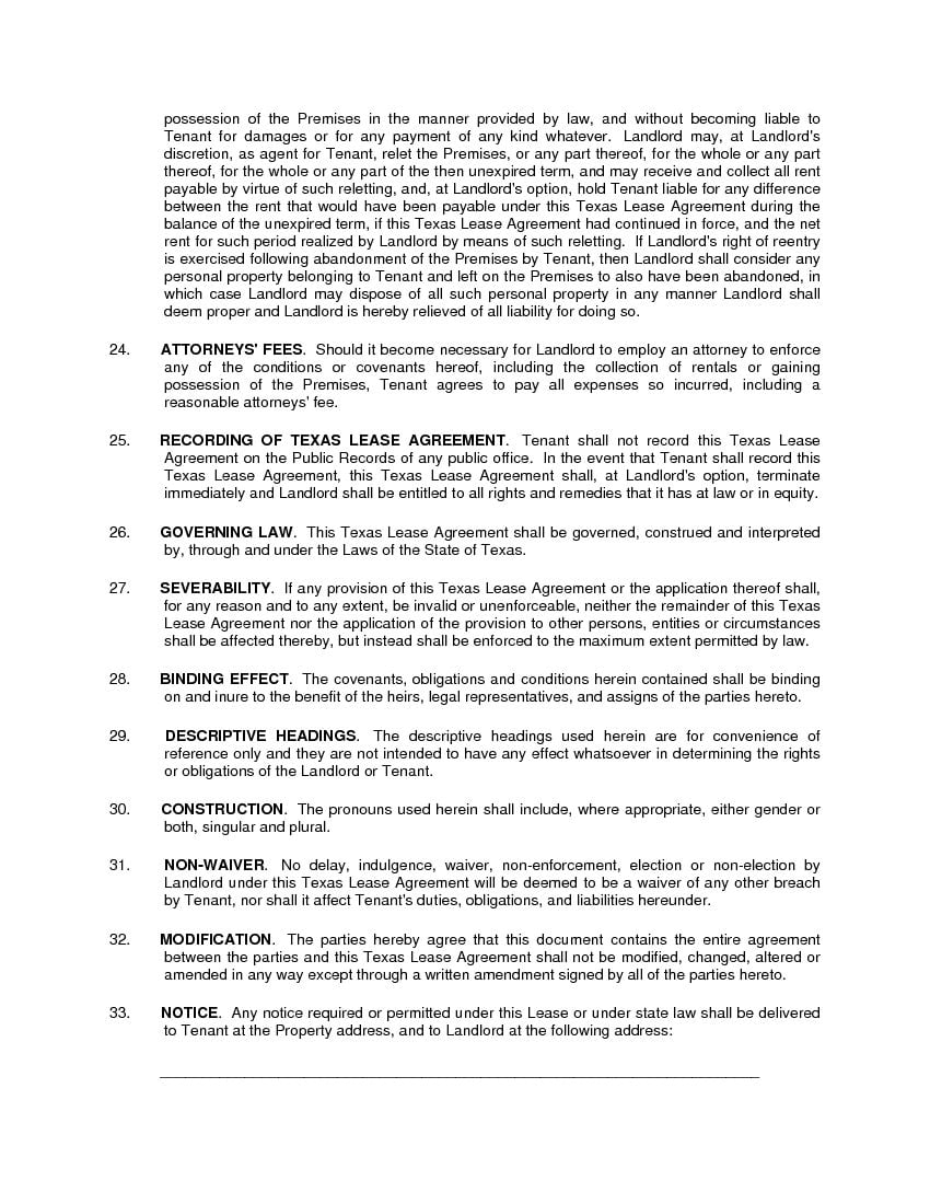 Download Free Texas Residential Lease Agreement ...