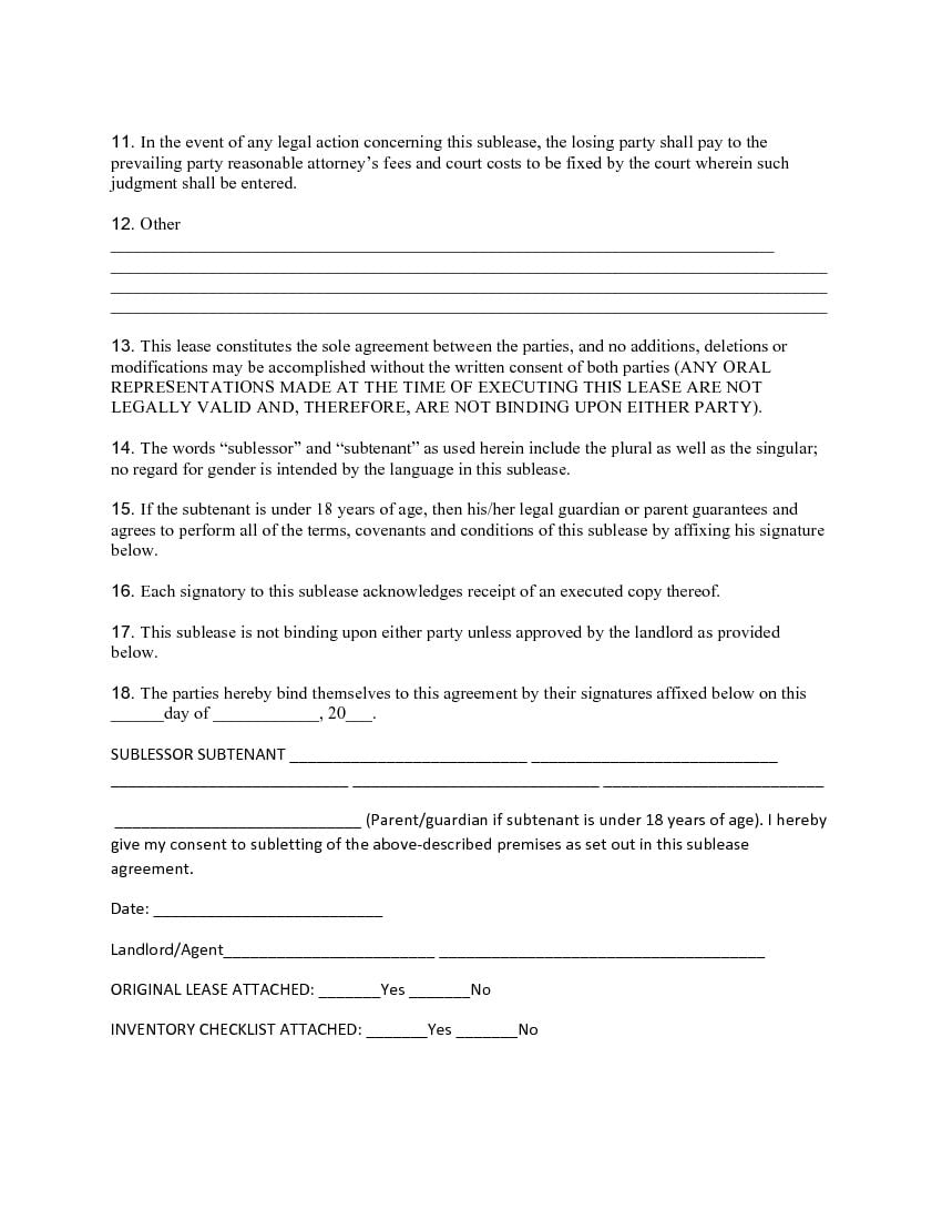download free texas sublease agreement printable lease agreement